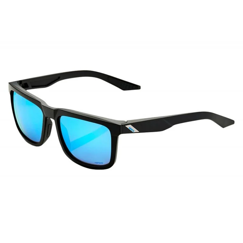 100% Blake Sunglasses Matte Black Hiper Blue Multilayer Mirror Lens