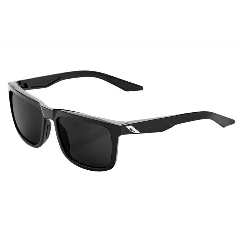 100% Blake Sunglasses Polished Black Grey Peakpolar Lens