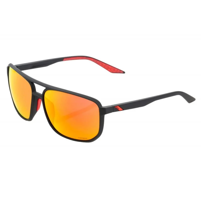 100% Konnor Sunglasses Soft Tact Black Hiper Red Multilayer Mirror Lens