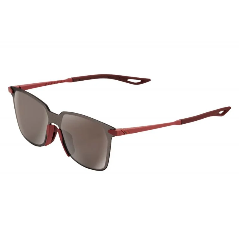 100% Legere Square Sunglasses Soft Tact Crimson Hiper Silver Mirror Lens