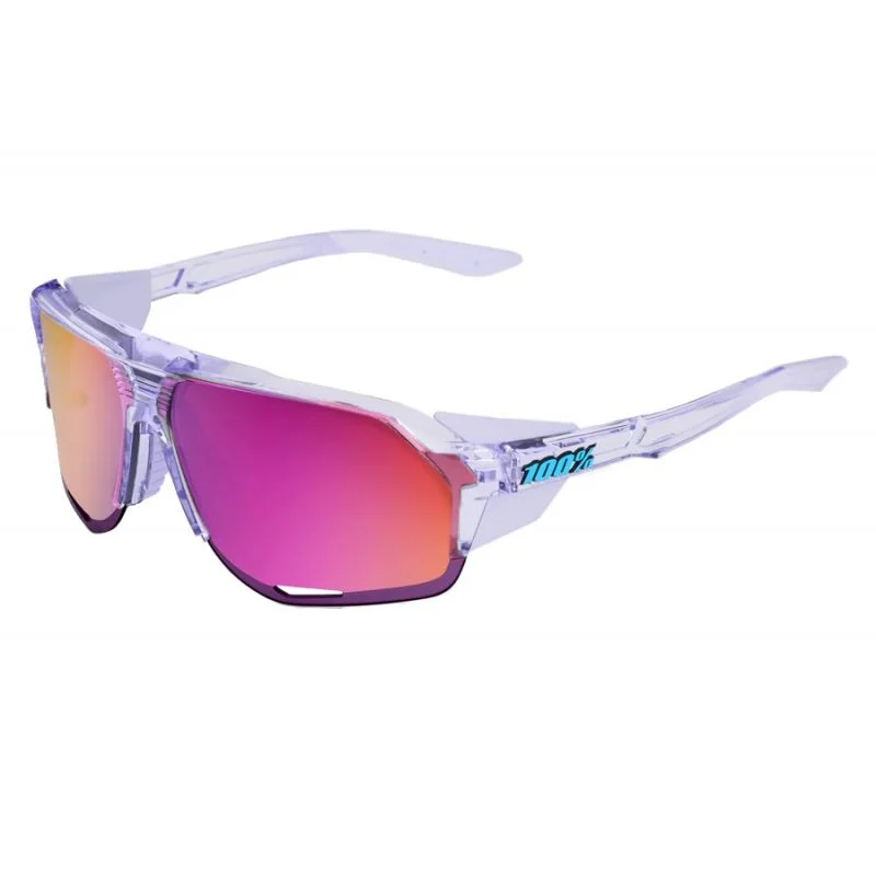 100% Norvik Sunglasses Polished Translucent Grey Purple Multilayer Mirror Lens