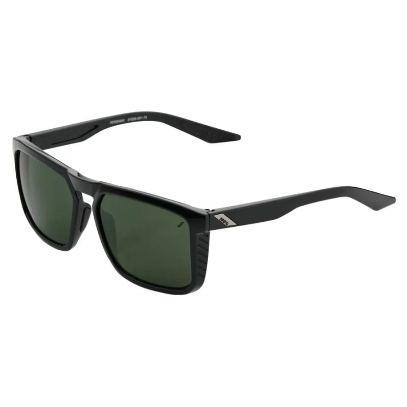 100% Renshaw Sunglasses Gloss Black Grey Green Lens
