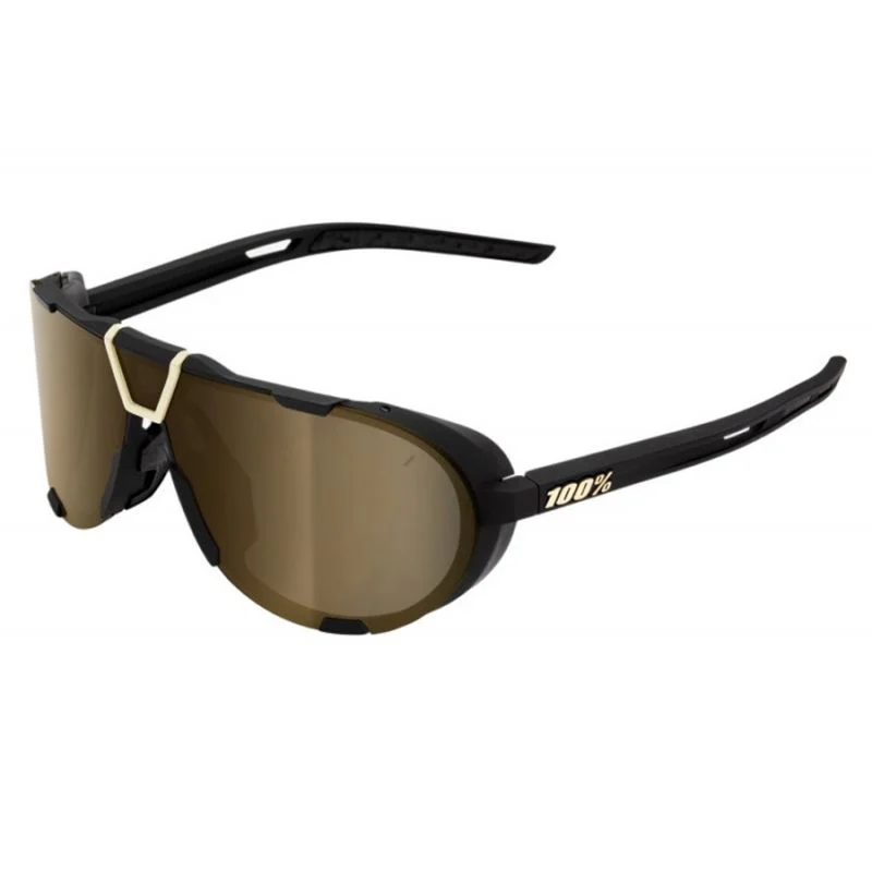 100% Westcraft Sunglasses Soft Tact Black Gold Mirror Lens