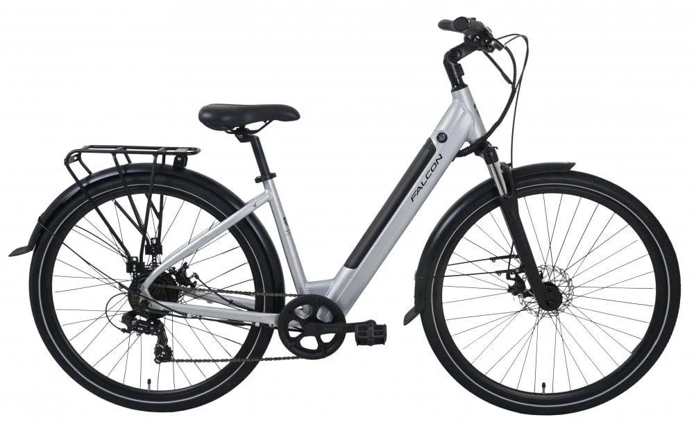 2025 Falcon Horizon Low Step Electric Bike In Silver 17 Inch Frame