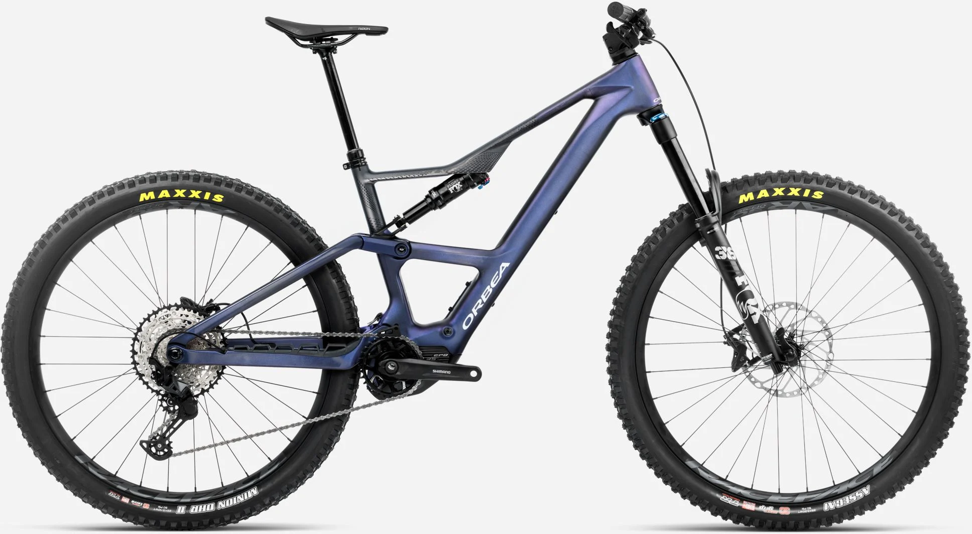 2025 Orbea Rise LT M20 630Wh Electric Full Suspension Mountain Bike In Tanzanite Carbon View