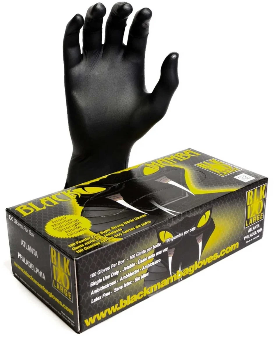 Black Mamba Nitrile Disposable Gloves Large x 100